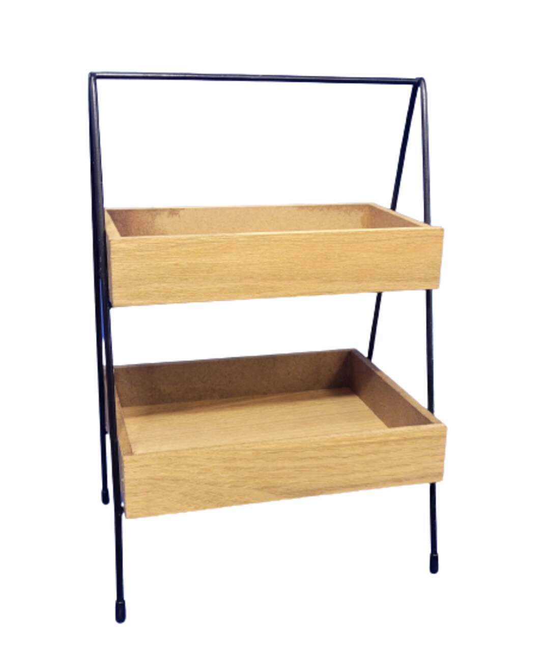 2-Tier A-Frame Decorative Storage Tray with Black Wooden Box Shelves